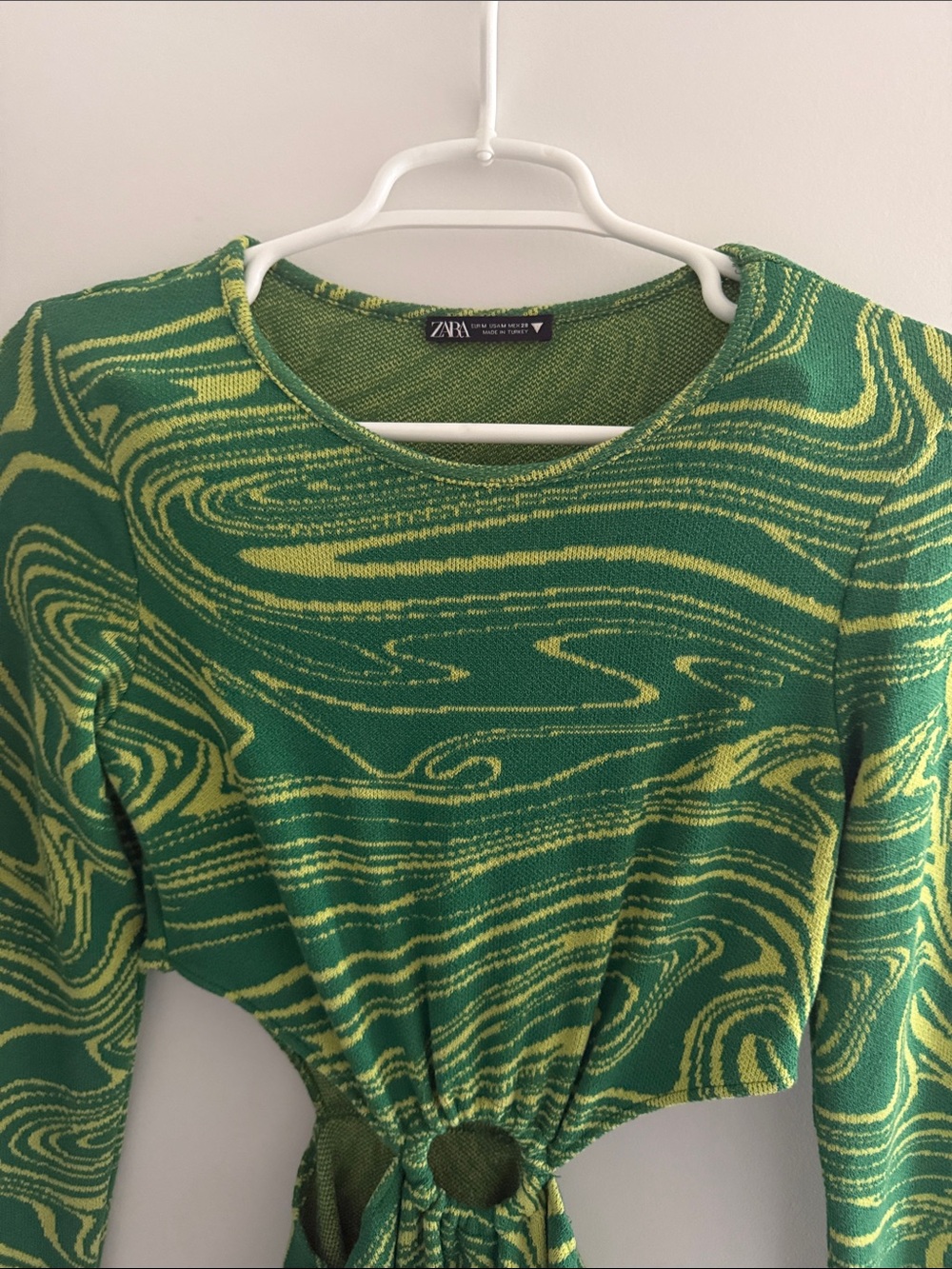 Zara Green & Yellow Swirl Knit Dress